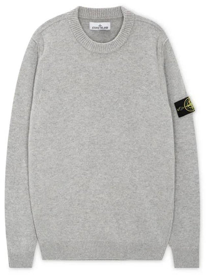 Logo Patch Lambswool Crewneck Knit Top Melange Grey - STONE ISLAND - BALAAN 2