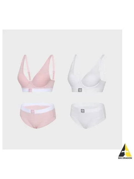 adidas UNDERWEAR No Wire Trefoil Vivid Bra Panties 2 Set WH L PK - ADIDAS - BALAAN 1