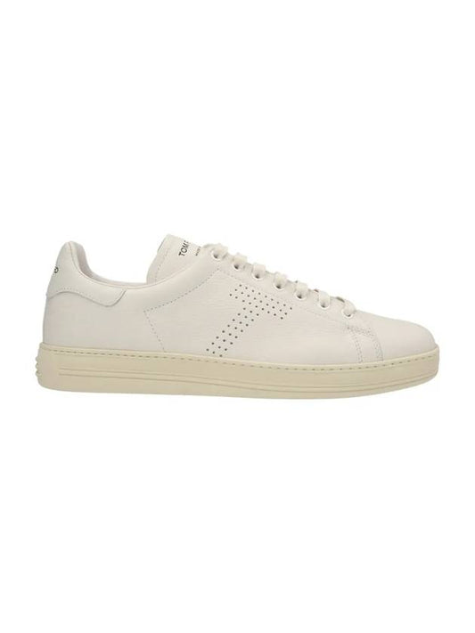 Logo Leather Low Top Sneakers White - TOM FORD - BALAAN 1