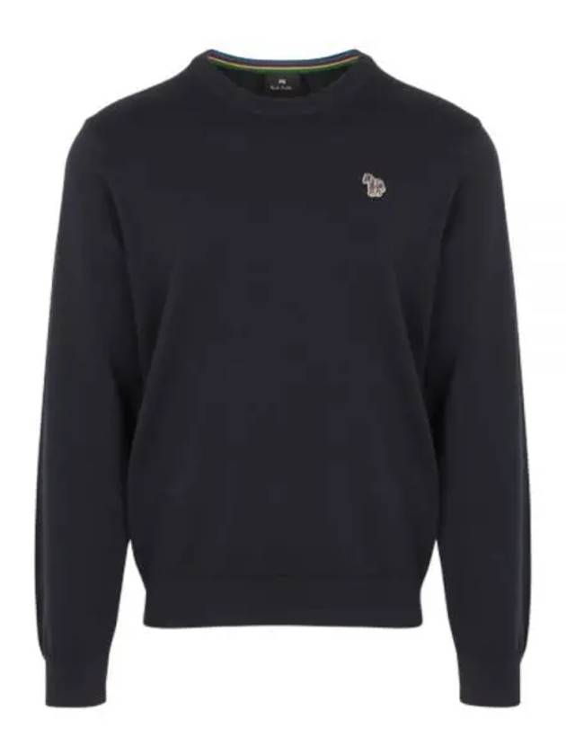 zebra patch crew neck knit top dark navy - PAUL SMITH - BALAAN 2