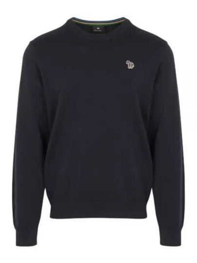 Zebra Patch Crew Neck Knit Top Navy - PAUL SMITH - BALAAN 2