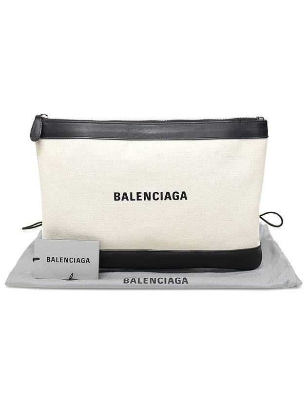 420407 Cotton Canvas Navy Clip M Clutch - BALENCIAGA - BALAAN 2