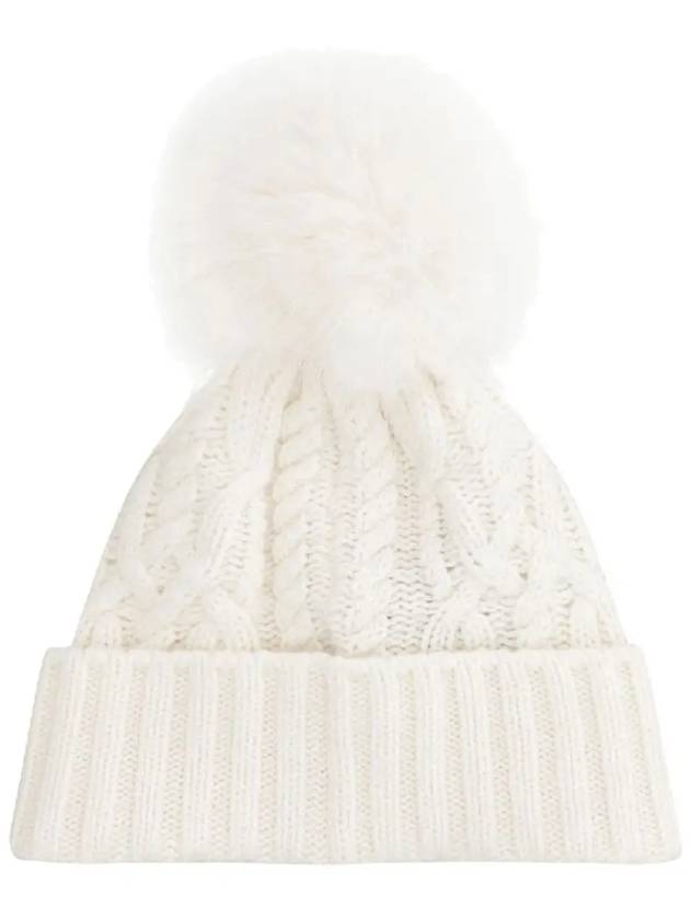 Logo Patch Cable Pom Pom Beanie White 3B000 18 M1127 002 - MONCLER - BALAAN 2