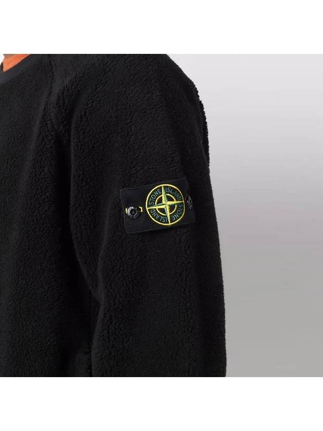 Wappen Patch Shearling Sweatshirt Black - STONE ISLAND - BALAAN 5