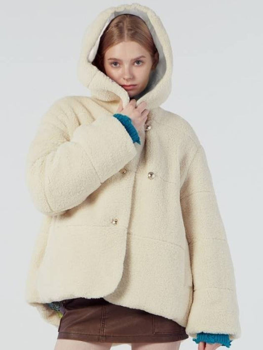 Teddy Wrapping Puffer Jacket Ivory - REAL ME ANOTHER ME - BALAAN 1