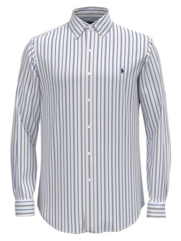 Embroidered Pony Logo Striped Long Sleeve Shirt Blue White - POLO RALPH LAUREN - BALAAN 2