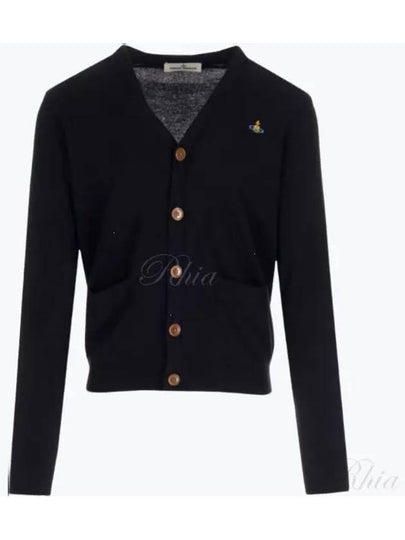 ORB Logo V-Neck Cardigan Black - VIVIENNE WESTWOOD - BALAAN 2