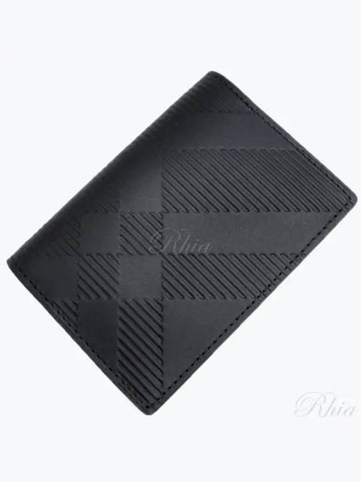 Check Pattern Leather Card Wallet Black - BURBERRY - BALAAN 2