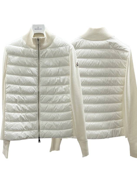 High Neck Padded Wool Cardigan White - MONCLER - BALAAN 2