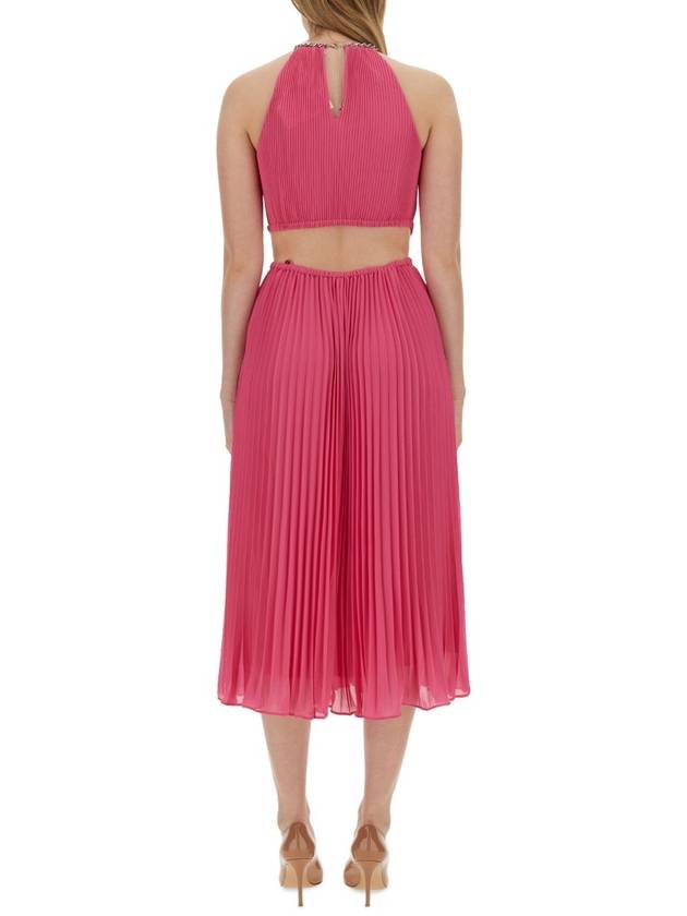 PLEATED GEORGETTE DRESS WITH CUT-OUT DETAILS - MICHAEL KORS - BALAAN 3