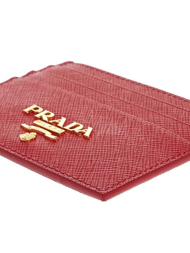 Metal Logo Saffiano Card Wallet Red - PRADA - BALAAN 8