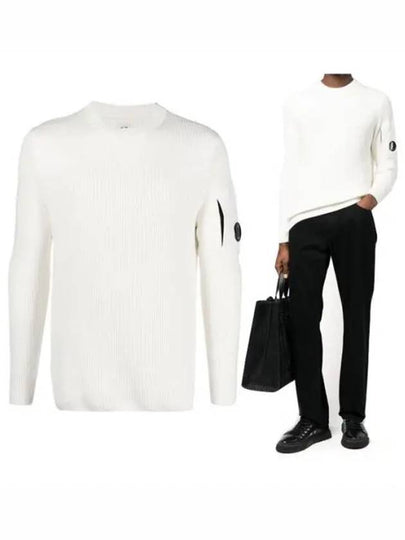 Men's Lens Wappen Crew Neck Knit Top Off White - CP COMPANY - BALAAN 2