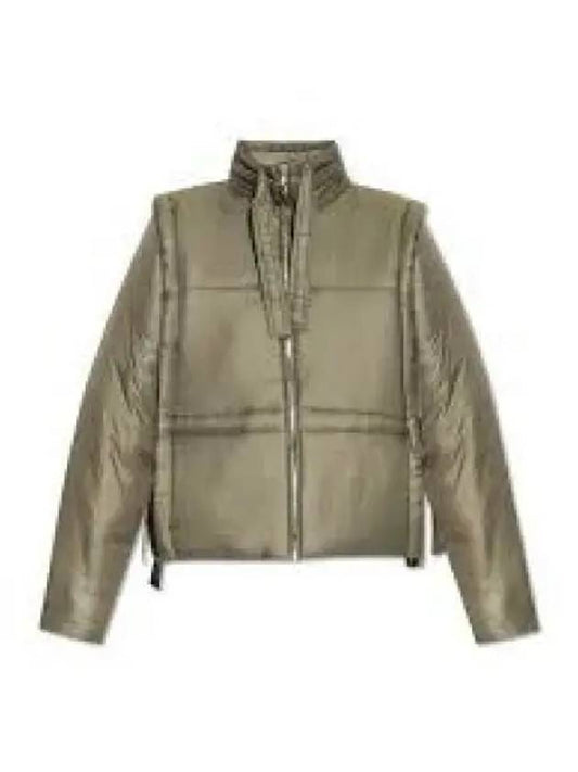 Shiny Quilted Vest Zip-Up Jacket Green - GANNI - BALAAN 2