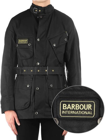 Men's International A7 Wax Slim Jacket Black - BARBOUR - BALAAN 2