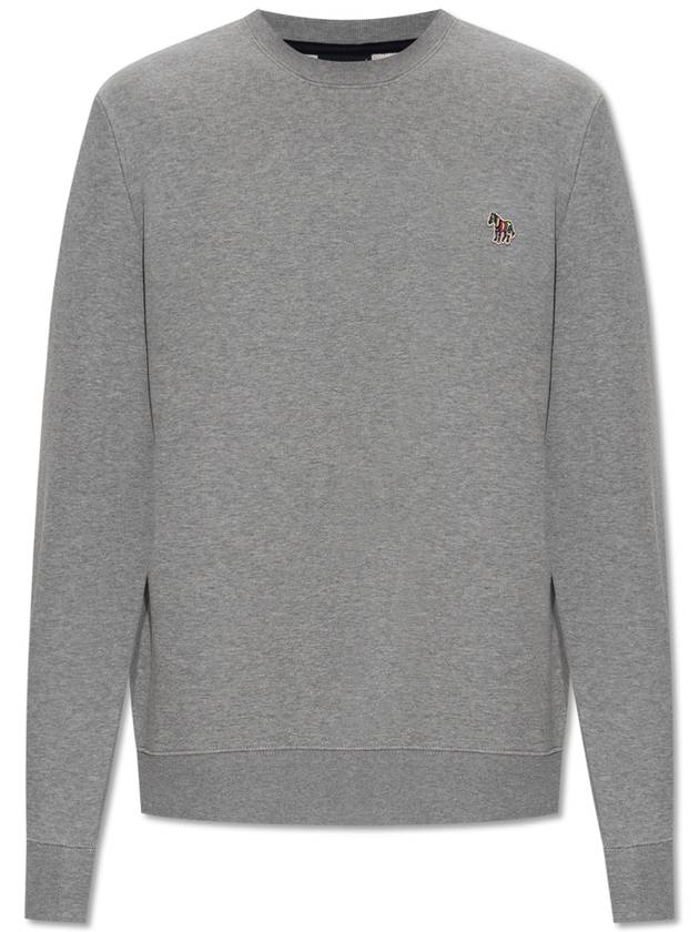 Zebra Patch Organic Cotton Sweatshirt Grey - PAUL SMITH - BALAAN 5