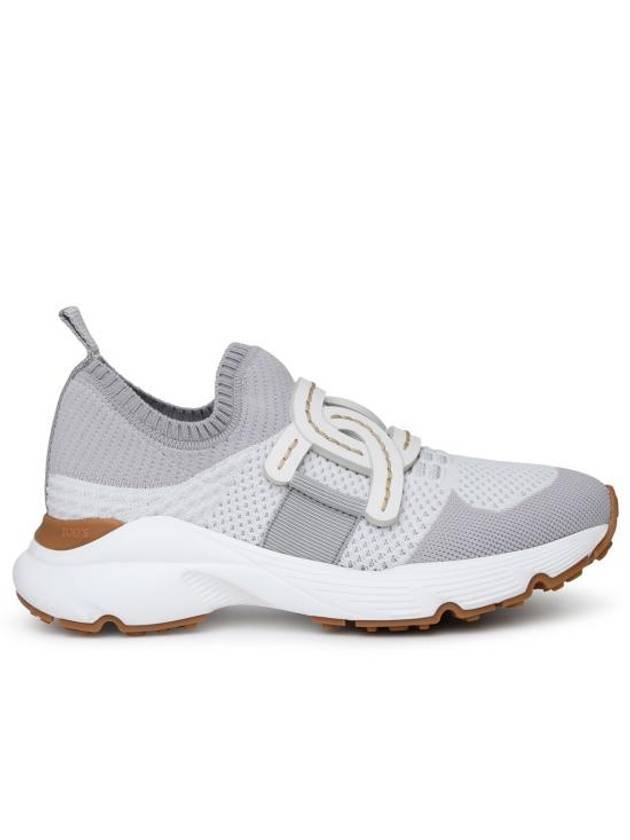 Women's High Tech Fabric Leather Low Top Sneakers Grey - TOD'S - BALAAN.