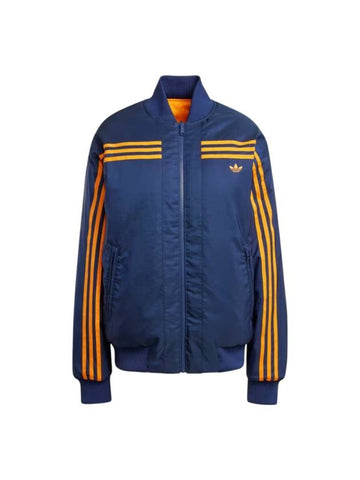 70S Trefoil Monogram Reversible Bomber Jacket Navy Orange - ADIDAS - BALAAN 1