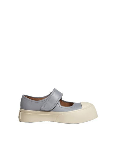 Women's Mary Jane Leather Low Top Sneaker Gray - MARNI - BALAAN 1