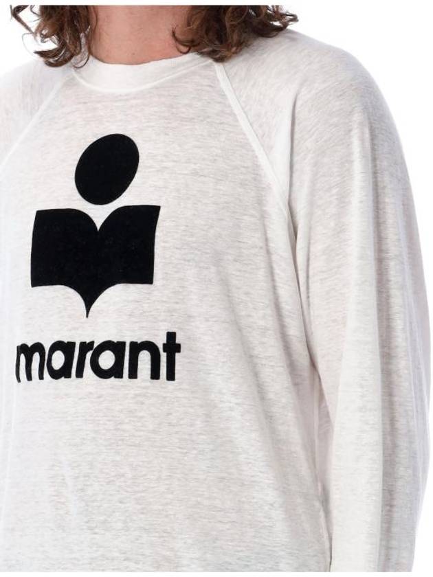 Kieffer Logo Print Linen Long Sleeve T-Shirt White - ISABEL MARANT - BALAAN 4