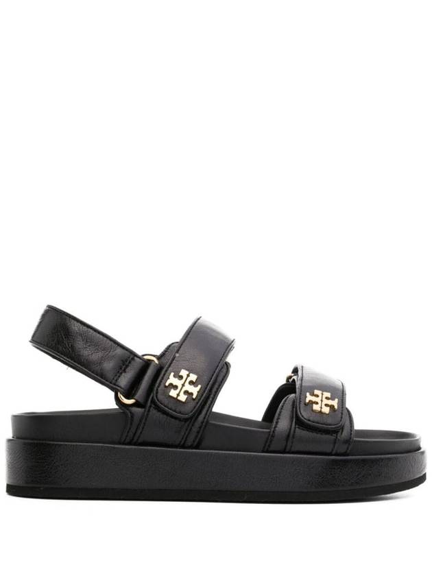 Kira Sports Logo Leather Sandals Black - TORY BURCH - BALAAN 2