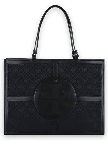 Women's ELLA Monogram Tote Bag Black 152770 001 - TORY BURCH - BALAAN 1