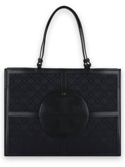 Ella T Monogram Tote Bag Black - TORY BURCH - BALAAN 2