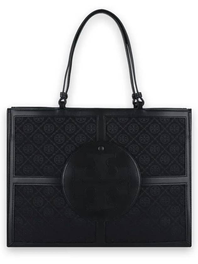 Ella T Monogram Tote Bag Black - TORY BURCH - BALAAN 3