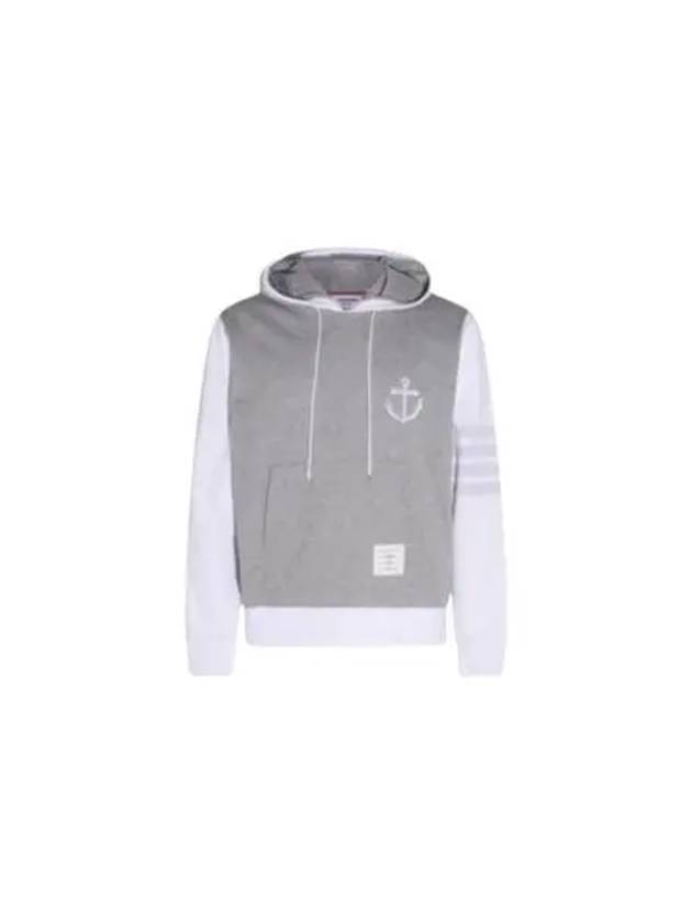 Funmix Lightweight Anchor Loopback 4 Bar Hoodie Grey - THOM BROWNE - BALAAN 2