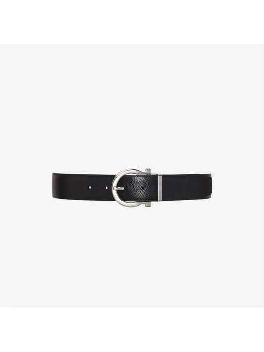 Ferragamo Reversible Adjustable Gancini Belt Black Hickory 679781 675140 - SALVATORE FERRAGAMO - BALAAN 1