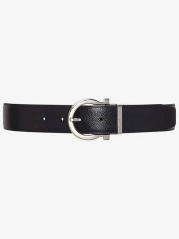 Ferragamo Reversible Adjustable Gancini Belt Black Hickory 679781 675140 - SALVATORE FERRAGAMO - BALAAN 1