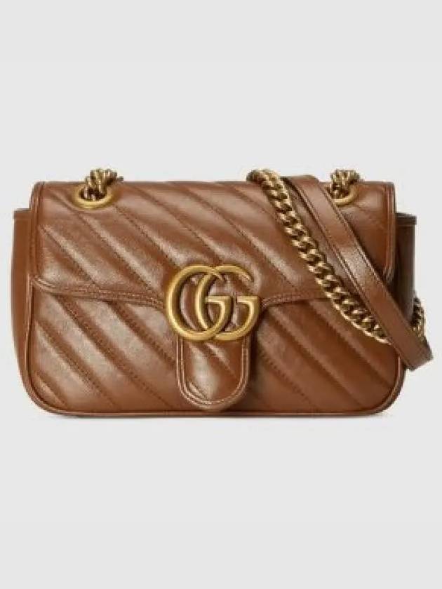 Gold Plated GG Marmont Matelasse Small Shoulder Bag Brown - GUCCI - BALAAN 2