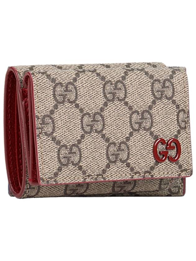 GG Supreme Canvas Mini Half Wallet Beige Red - GUCCI - BALAAN 4