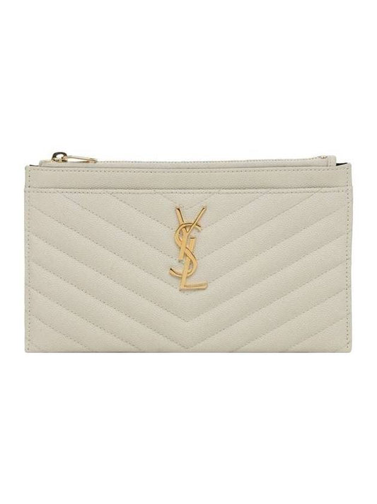 Monogram Quilted Clutch Bag Blanc Vintage - SAINT LAURENT - BALAAN 1