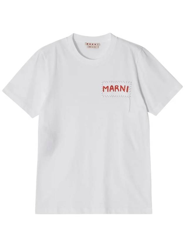 Stitch Logo Short Sleeve T-Shirt White - MARNI - BALAAN 2