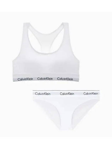 UNDERWEAR Women s Modern Cotton Racerback Bralette Set White - CALVIN KLEIN - BALAAN 1