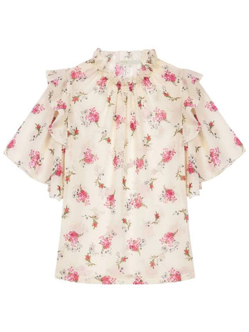 Floral Print Chiffon Blouse Pink Ecru - MAJE - BALAAN 1