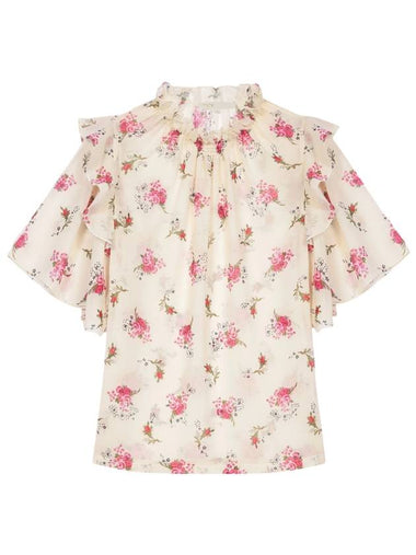 Floral Print Chiffon Blouse Pink Ecru - MAJE - BALAAN 1