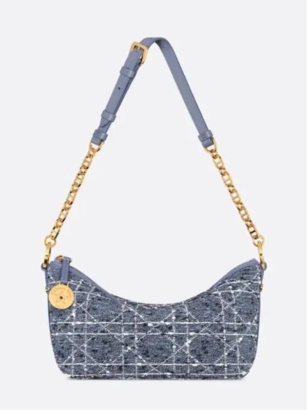 Chain Hobo Bag Blue Cannage Tweed S3202UMFY M52I - DIOR - BALAAN 4