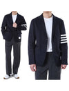 4 Bar Armband Cotton Blazer Jacket Navy - THOM BROWNE - BALAAN 2