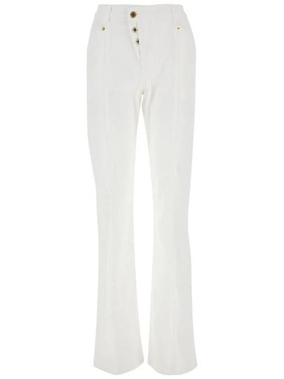 Women's Asymmetric Button Wide Jeans White - TOM FORD - BALAAN 2