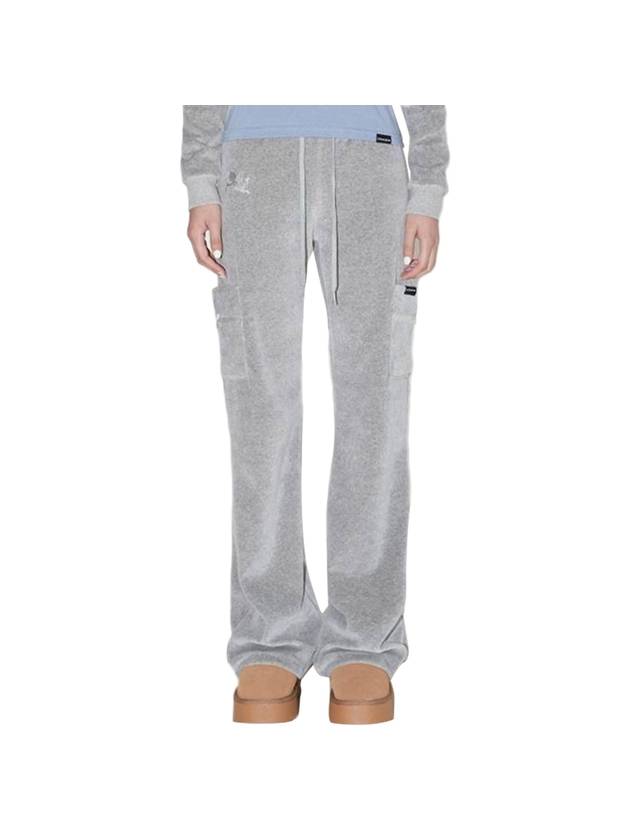 Women's Velvet Training Bootcut Track Pants Melange Gray - ZIZEMUSEUM - BALAAN 1