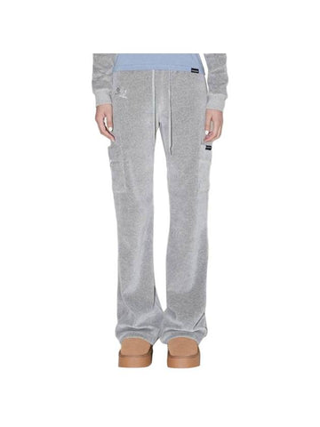 Women's Velvet Training Bootcut Track Pants Melange Gray - ZIZEMUSEUM - BALAAN 1