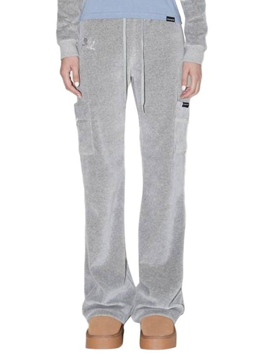 Women's Velvet Training Bootcut Track Pants Melange Gray - ZIZEMUSEUM - BALAAN 1