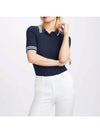 Women's Rib Cotton Short Sleeve Polo Shirt Navy - G/FORE - BALAAN 3