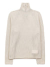 Logo Rib Turtleneck Ivory - AMI - BALAAN 2