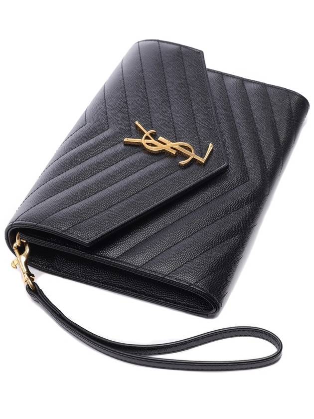 Grain De Poudre Cassandre Clutch Bag Black - SAINT LAURENT - BALAAN 6