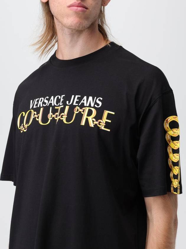 Versace Jeans Couture cotton t-shirt with Chain Logo print - VERSACE - BALAAN 3