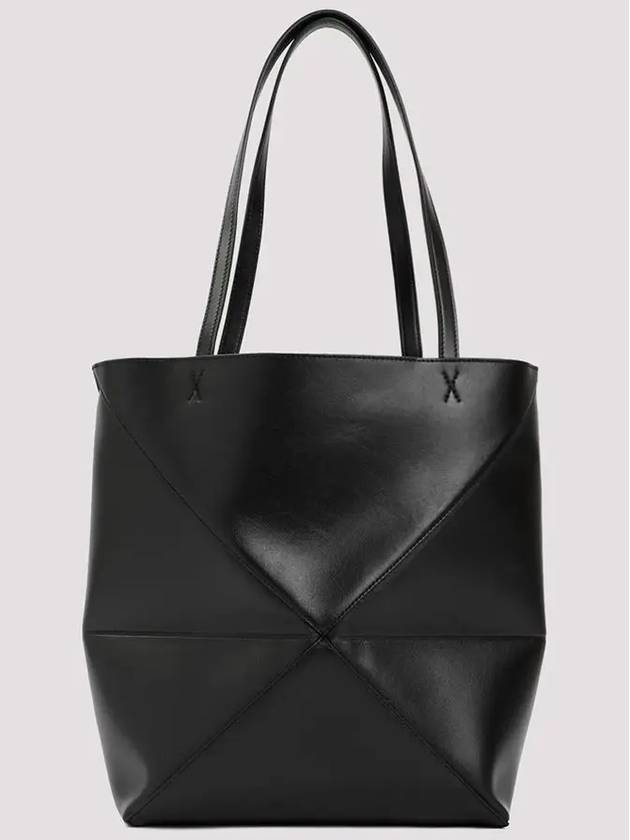 Puzzle Fold Medium Shiny Calfskin Tote Bag Black - LOEWE - BALAAN 3