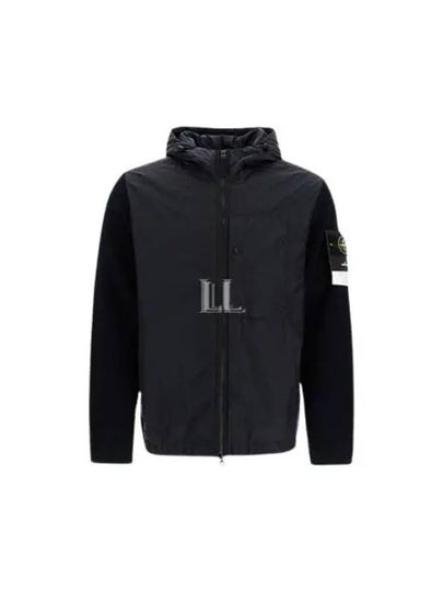 Nylon Wool Zip-Up Hoodie Black - STONE ISLAND - BALAAN 2