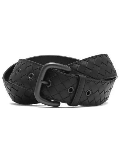 Men's Intrecciato Weaving Leather Belt Black - BOTTEGA VENETA - BALAAN 2